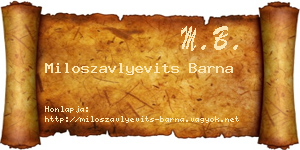 Miloszavlyevits Barna névjegykártya