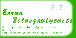 barna miloszavlyevits business card